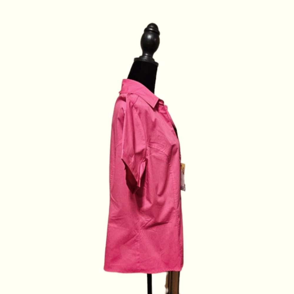RIDERS by LEE Women's Wrinkle Resistant Button-Down Shirt with Collar Pink L - Picture 6 of 7